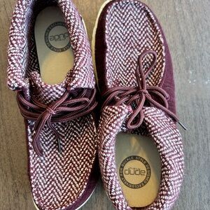 Hey Dude Burgundy Knit Shoes